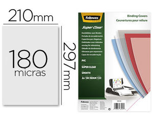 Tapa encuadernación Din A4 PVC Transparente 180 micras pack 100 tapas.