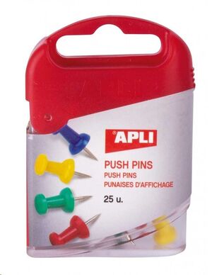 Chinchetas Push Pins colores caja 25 uds Apli