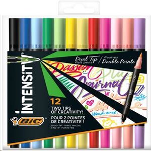 Set 12 rotuladores Intensity Dual Tip doble punta Colores surtidos by Bic