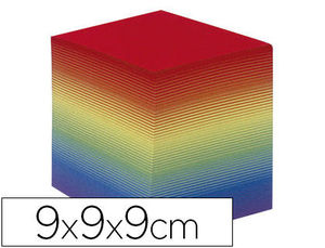 Taco papel encolado 90x90x90 mm 680 hojas 100%  reciclado colores arco iris