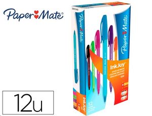 Bolígrafo Paper Mate Inkjoy 100 punta media caja 12 colores surtidos 72042
