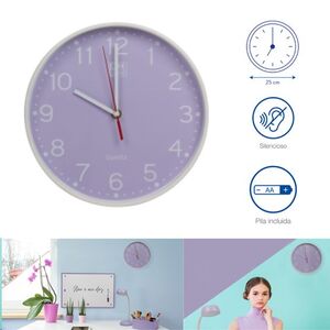 Reloj de pared silencioso Oxford Calm 25 cm diámetro color lavanda