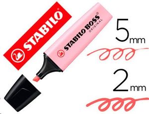 Rotulador Stabilo boss fluorescente pastel rubor rosa