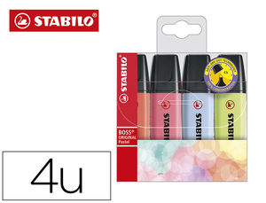 Rotulador fluorescente pack de 4 colores pastel classic Stabilo