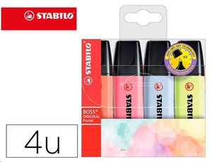 Rotulador fluorescente Stabilo Boss pack de 4 colores pastel surtidos