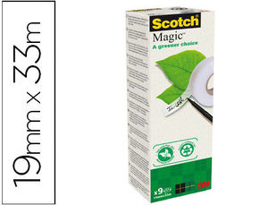 Cinta adhesiva Stoch Magic 33x19 mm invisible pack de 9 rollos