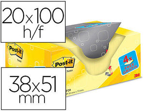 Taco notas amarillas Pot-it 38 x 51 mm Pack promo 20 tacos