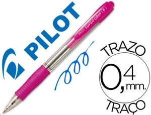 Bolígrafo Pilot Súper Grip rosa retráctil sujeción de caucho