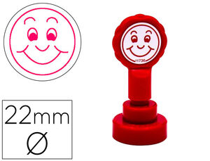 Sello emoticono sonrisa 22 mm color rojo Artline