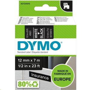 Cinta Dymo D1 blanco negro 12 mm x 7 m 45021