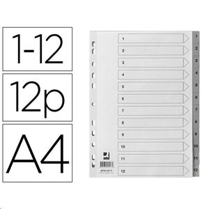 Separador numérico 1-12 plástico Din A4 multitaladro