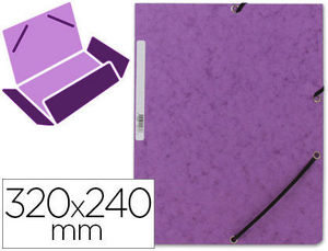 Carpeta gomas y solapas Din A4 cartón simiil prespan color violeta