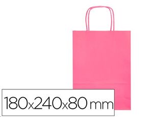 Bolsa papel kraft color rosa 180 x 240 x 80 mm.