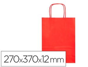 Bolsa papel kraft color rojo 270 x 370 x 12 mm