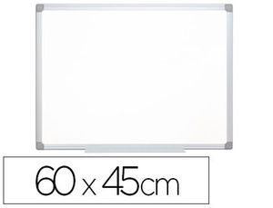 Pizarra blanca lacada magnética 60 x 45 cm marco de aluminio