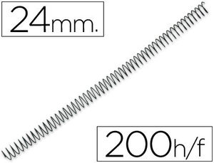 Espiral metálico negro paso 5:1 24 mm caja 100 unidades