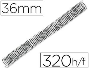 Espiral metálico negro 36 mm 1,2 mm caja de 25 unidades