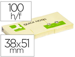 Taco notas adhesivas amarillas 38X51mm pack 3 tacos 100 hojas Q-connect