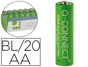 Pila alcalina AA Paquete con 20 pilas Q-Connect