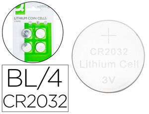 Pila tipo boton litio CR2032 3v blister de 4 unidades Q-connect