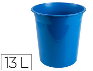 Papelera plástico 13 litros color azul opaco by Q-Connect
