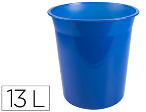 Papelera plástico 13 litros color azul translúcido by Q-Connect