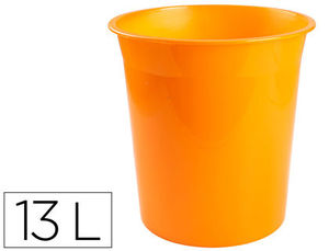 Papelera plástico 13 litros color naranja translúcido by Q-Connect