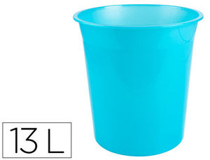 Papelera plástico 13 litros color turquesa translúcido by Q-Connect