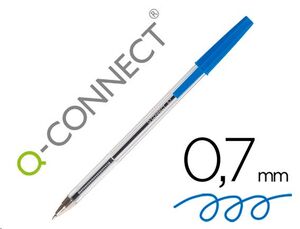 Bolígrafo tinta base aceite azul trazo 0,7 mm Q-connect