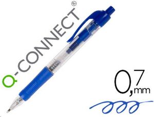 Bolígrafo retráctil azul con sujerción caucho Q-Connect