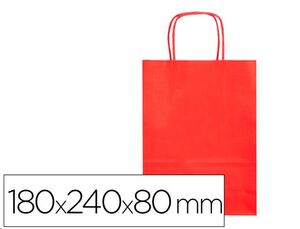 Bolsa papel kraft color rojo 180 x 240 x 80 mm.
