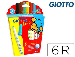 Rotuladores de colores Giotto Super Bebe caja de 6 colores surtidos.