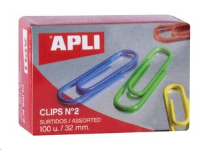 Cliips colores surtidos nº 2 / 32 mm caja 100 unidades by Apli