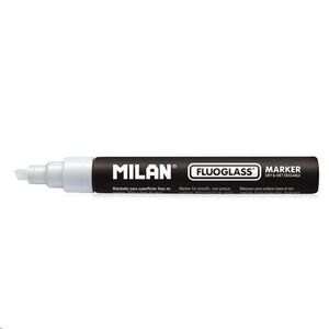 Rotulador marcador Fluoglass punta biselada de 2-4 mm color blanco by Milan