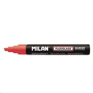 Rotulador marcador Fluoglass punta biselada de 2-4 mm color rojo by Milan