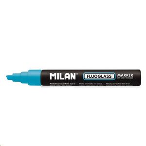 Rotulador marcador Fluoglass punta biselada de 2-4 mm color azul by Milan