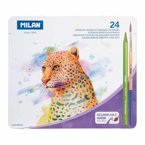 Caja metálica 24 lápices color acuarelables Milan