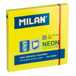 Bloc taco 100 notas adhesivas 76x76mm amarillo neon Milan