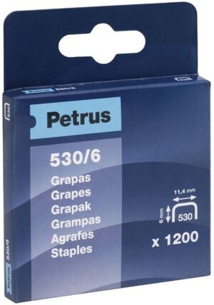 Grapas Petrus Nº 530/6 -caja 1200 grapas-