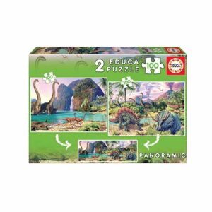 Puzzle 2x100 piezas Dino World Panorámica Educa Borrás