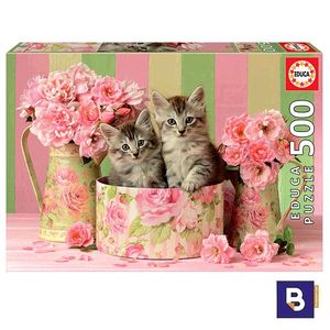 Puzzle Educa Borrás 500 piezas gatitos con rosas 