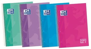 Cuaderno microperforado 120 hojas Oxford Europeanbook 5 cuadrícula 5x5 mm tapas extraduras colores tendencia