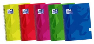 Cuaderno espiral Oxford tapa plástico tamaño folio cuadrícula 5x5 colores vivos