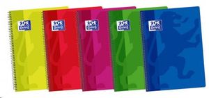 Cuaderno espiral tapa plástico tamaño folio liso colores vivos Oxford