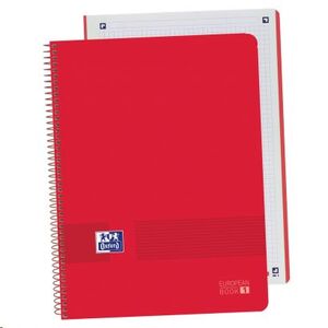 Cuaderno microperforado 80 hojas A4+ Oxford Live@Go cuadricula 5x5 tapa plastico opaca rojo
