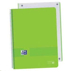 Cuaderno microperforado 80 hojas A4+ Oxford Live@Go cuadricula 5x5 tapa plastico opaca verde