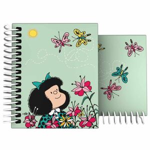 Cuaderno tapa dura DIN A7 cuadrícula 5x5mm Mafalda Primavera