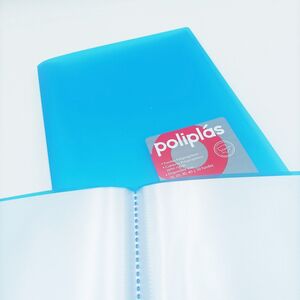 Carpeta de 40 fundas folio Poliplás translúcido azul by Grafoplás