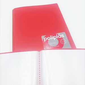 Carpeta de 20 fundas folio Poliplás translúcido rojo by Grafoplás