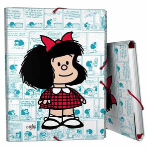 Carpeta tres solapas cartón forrado Folio Viñetas Mafalda